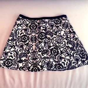 Forever 21 Flocked Black Velvet/White Circle Skirt